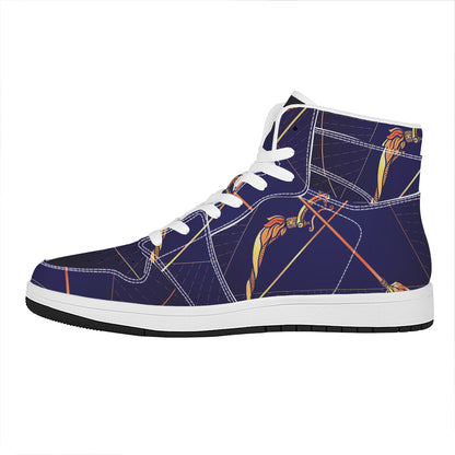 Astrological Sagittarius Sign Print High Top Leather Sneakers