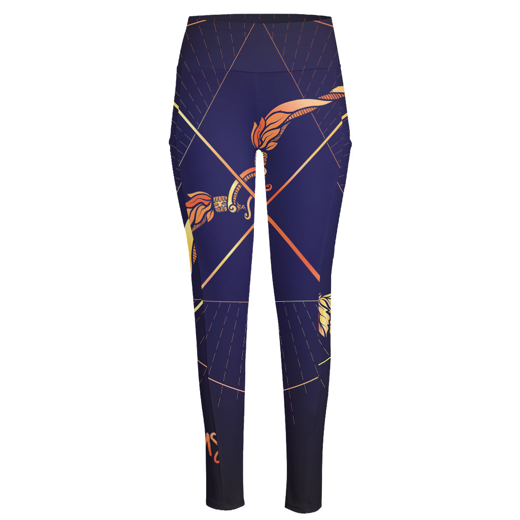 Astrological Sagittarius Sign Print High-Waisted Pocket Leggings