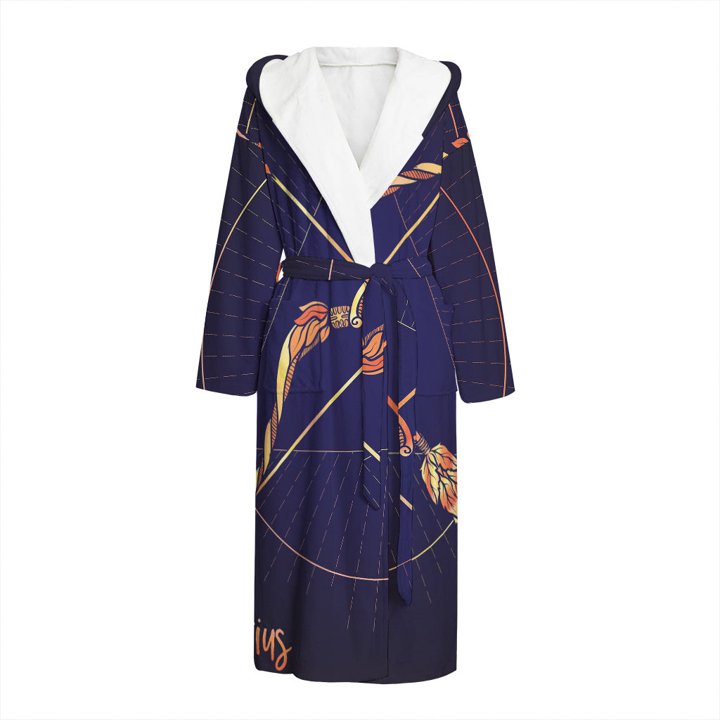 Astrological Sagittarius Sign Print Hooded Bathrobe