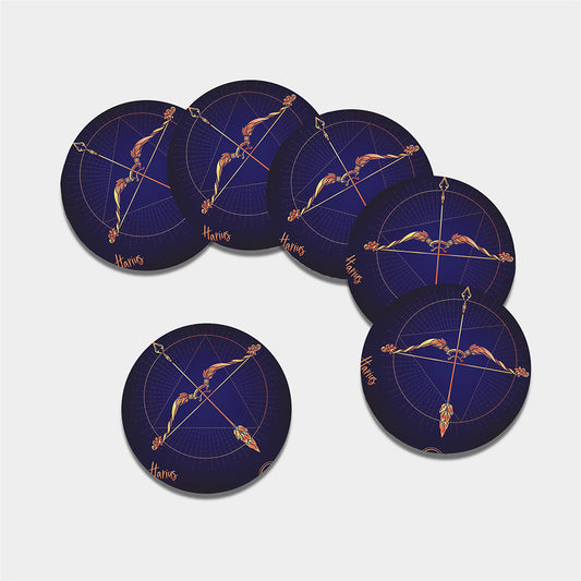 Astrological Sagittarius Sign Print Leather Coaster Set