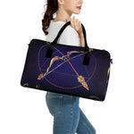 Astrological Sagittarius Sign Print Leather Duffle Bag