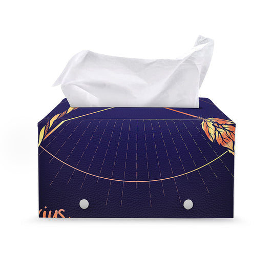 Astrological Sagittarius Sign Print Leather Tissue Box Cover