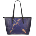 Astrological Sagittarius Sign Print Leather Tote Bag With Zipper
