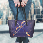 Astrological Sagittarius Sign Print Leather Tote Bag
