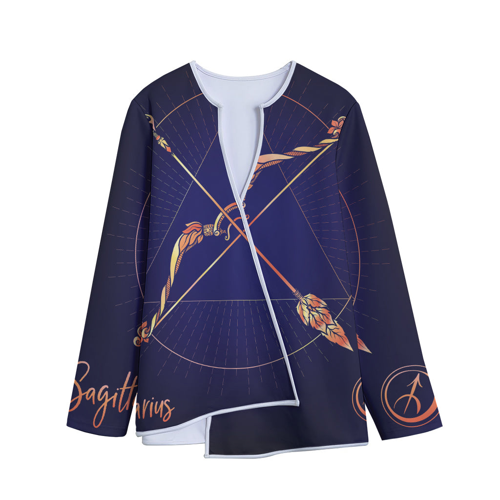 Astrological Sagittarius Sign Print Long Sleeve Short Coat