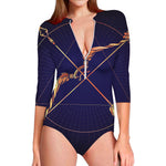 Astrological Sagittarius Sign Print Long Sleeve Swimsuit
