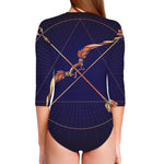 Astrological Sagittarius Sign Print Long Sleeve Swimsuit