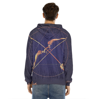 Astrological Sagittarius Sign Print Men's Velvet Pullover Hoodie