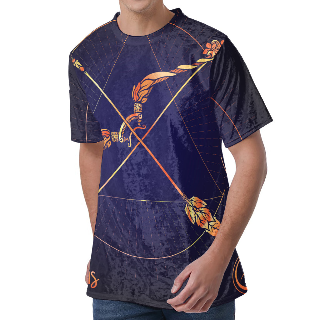 Astrological Sagittarius Sign Print Men's Velvet T-Shirt