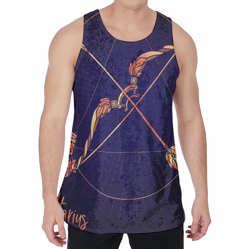 Astrological Sagittarius Sign Print Men's Velvet Tank Top