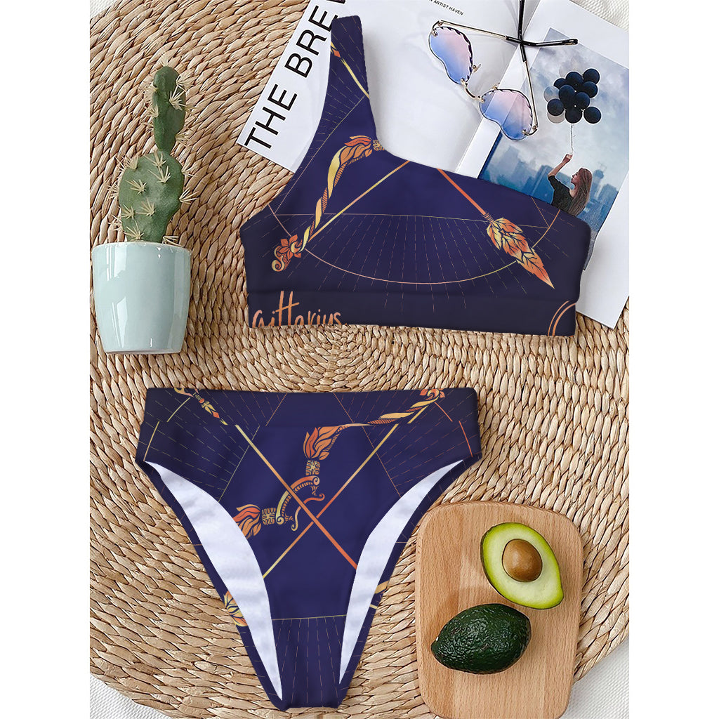 Astrological Sagittarius Sign Print One Shoulder Bikini Top