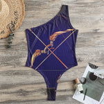 Astrological Sagittarius Sign Print One Shoulder Bodysuit