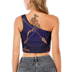 Astrological Sagittarius Sign Print One Shoulder Crop Top