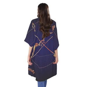 Astrological Sagittarius Sign Print Open Front Beach Cover Up