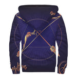 Astrological Sagittarius Sign Print Sherpa Lined Zip Up Hoodie