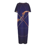 Astrological Sagittarius Sign Print Short Sleeve Long Nightdress