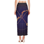 Astrological Sagittarius Sign Print Side Slit Maxi Skirt