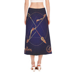 Astrological Sagittarius Sign Print Side Slit Midi Skirt