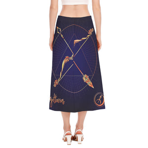 Astrological Sagittarius Sign Print Side Slit Midi Skirt