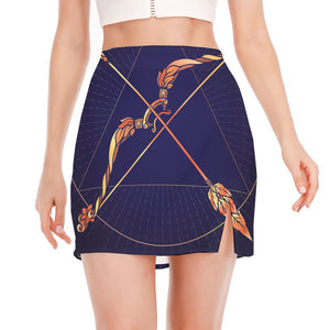 Astrological Sagittarius Sign Print Side Slit Mini Skirt