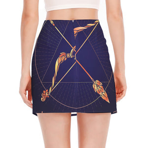 Astrological Sagittarius Sign Print Side Slit Mini Skirt