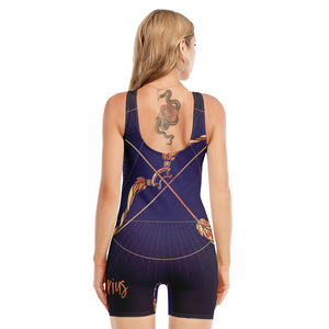 Astrological Sagittarius Sign Print Sleeveless One Piece Swimsuit