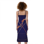 Astrological Sagittarius Sign Print Slim Fit Midi Cami Dress