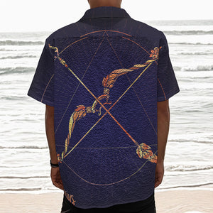 Astrological Sagittarius Sign Print Textured Short Sleeve Shirt