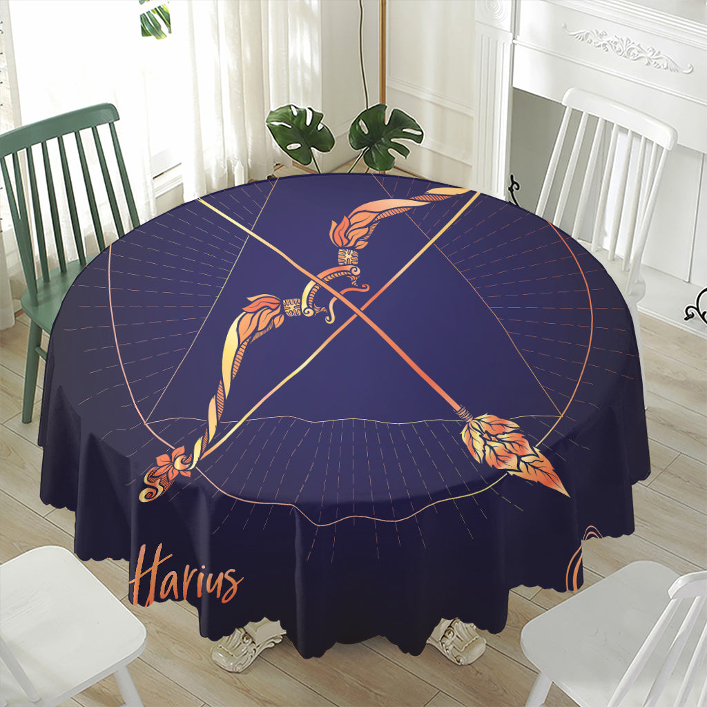 Astrological Sagittarius Sign Print Waterproof Round Tablecloth