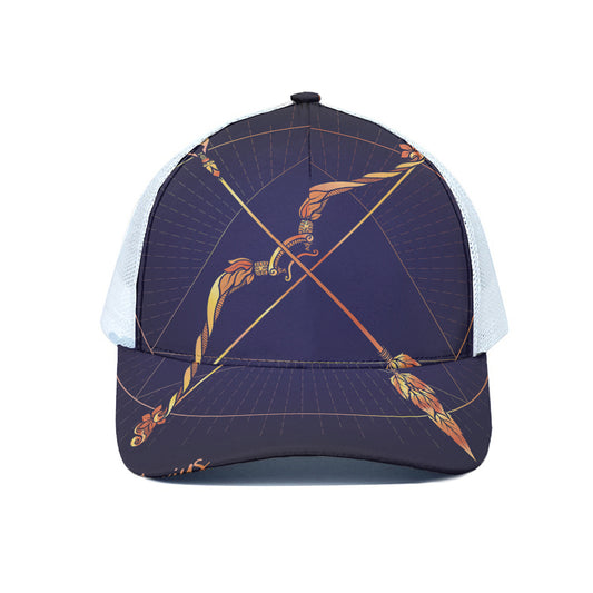 Astrological Sagittarius Sign Print White Mesh Trucker Cap