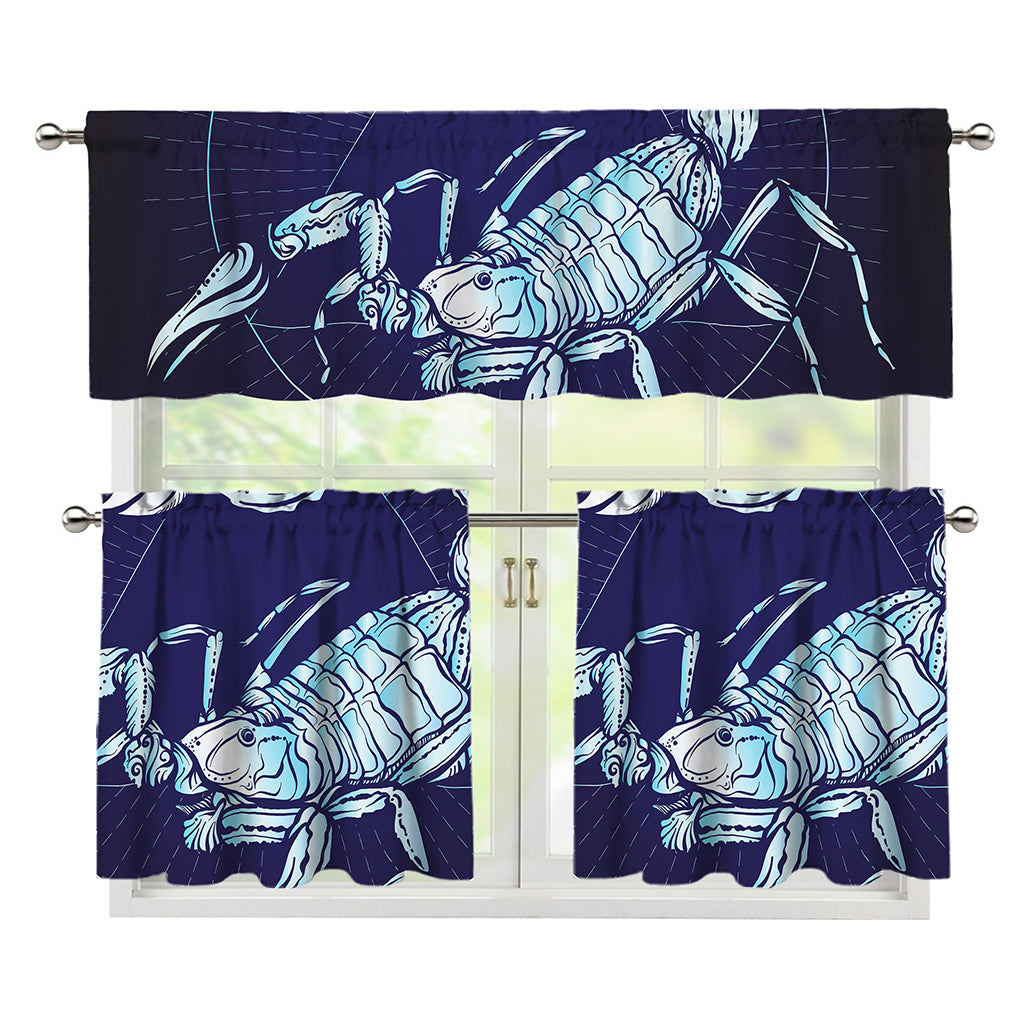 Astrological Scorpio Sign Print 3 Piece Kitchen Curtains