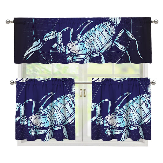 Astrological Scorpio Sign Print 3 Piece Kitchen Curtains