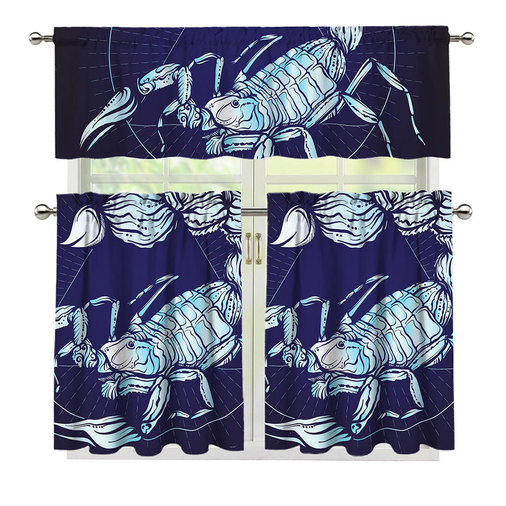 Astrological Scorpio Sign Print 3 Piece Kitchen Curtains