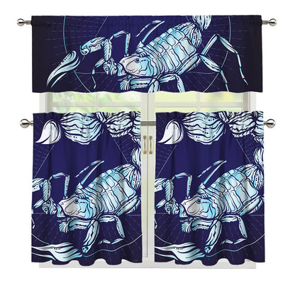 Astrological Scorpio Sign Print 3 Piece Kitchen Curtains