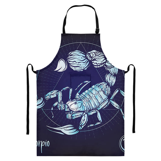 Astrological Scorpio Sign Print Bib Apron With Pocket
