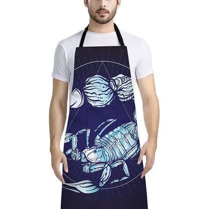 Astrological Scorpio Sign Print Bib Apron With Pocket