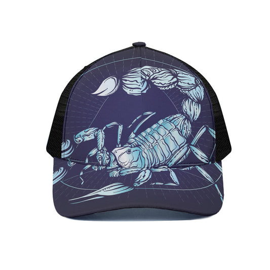 Astrological Scorpio Sign Print Black Mesh Trucker Cap
