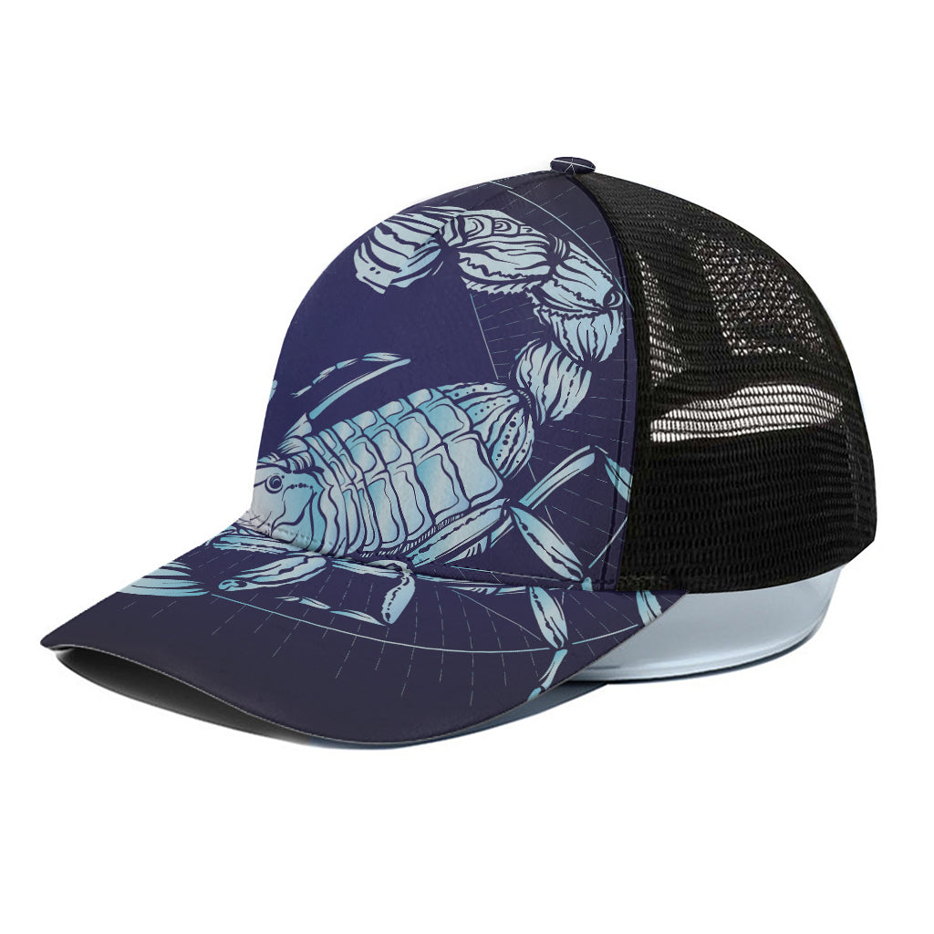 Astrological Scorpio Sign Print Black Mesh Trucker Cap