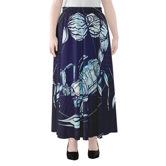 Astrological Scorpio Sign Print Chiffon Maxi Skirt