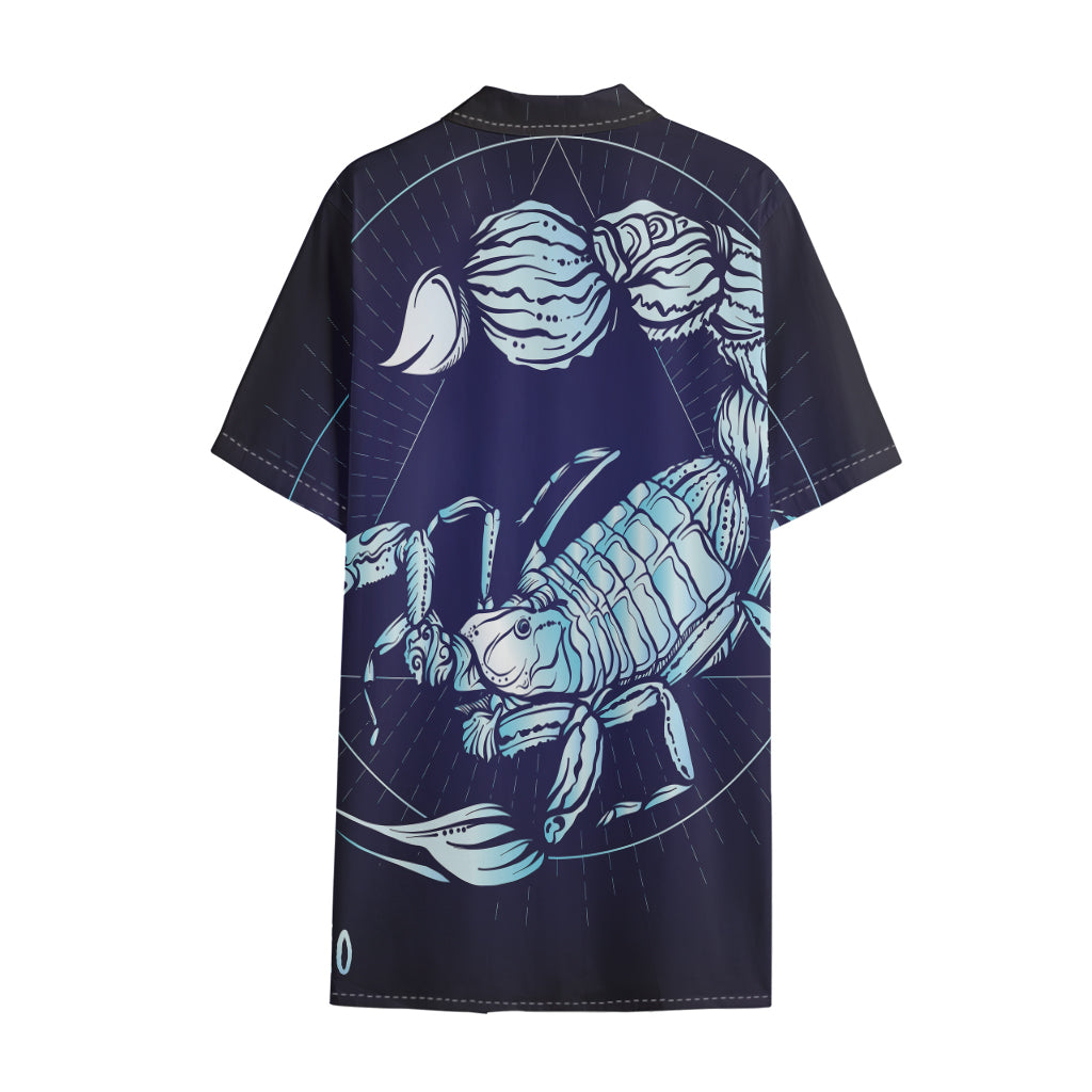 Astrological Scorpio Sign Print Cotton Hawaiian Shirt
