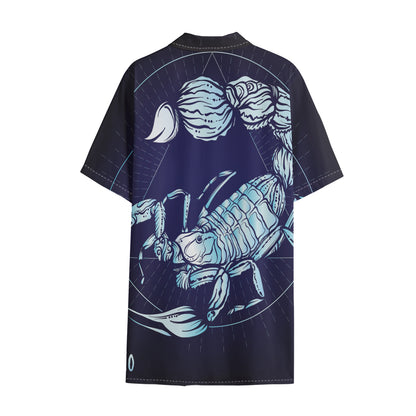 Astrological Scorpio Sign Print Cotton Hawaiian Shirt