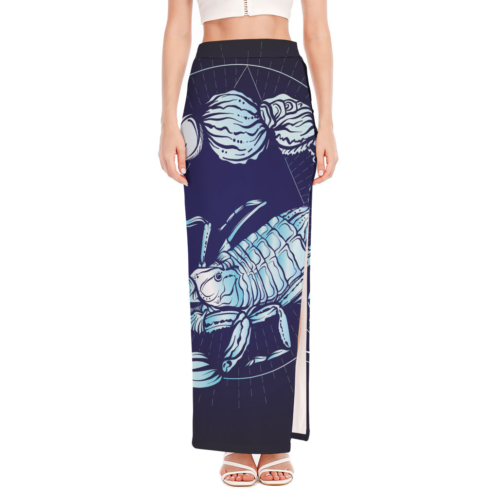 Astrological Scorpio Sign Print High Slit Maxi Skirt