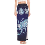Astrological Scorpio Sign Print High Slit Maxi Skirt