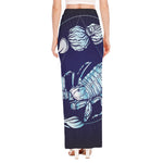 Astrological Scorpio Sign Print High Slit Maxi Skirt