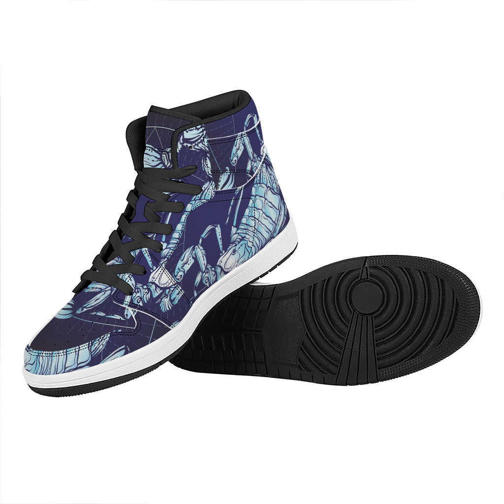 Astrological Scorpio Sign Print High Top Leather Sneakers