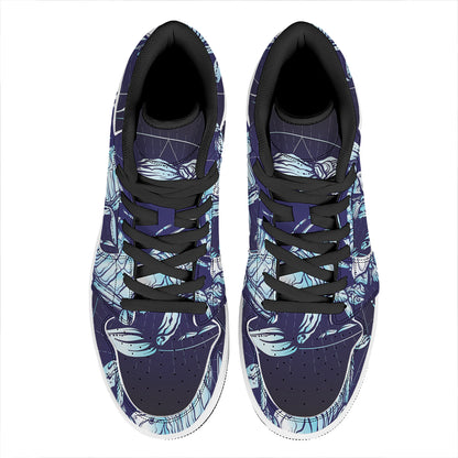 Astrological Scorpio Sign Print High Top Leather Sneakers