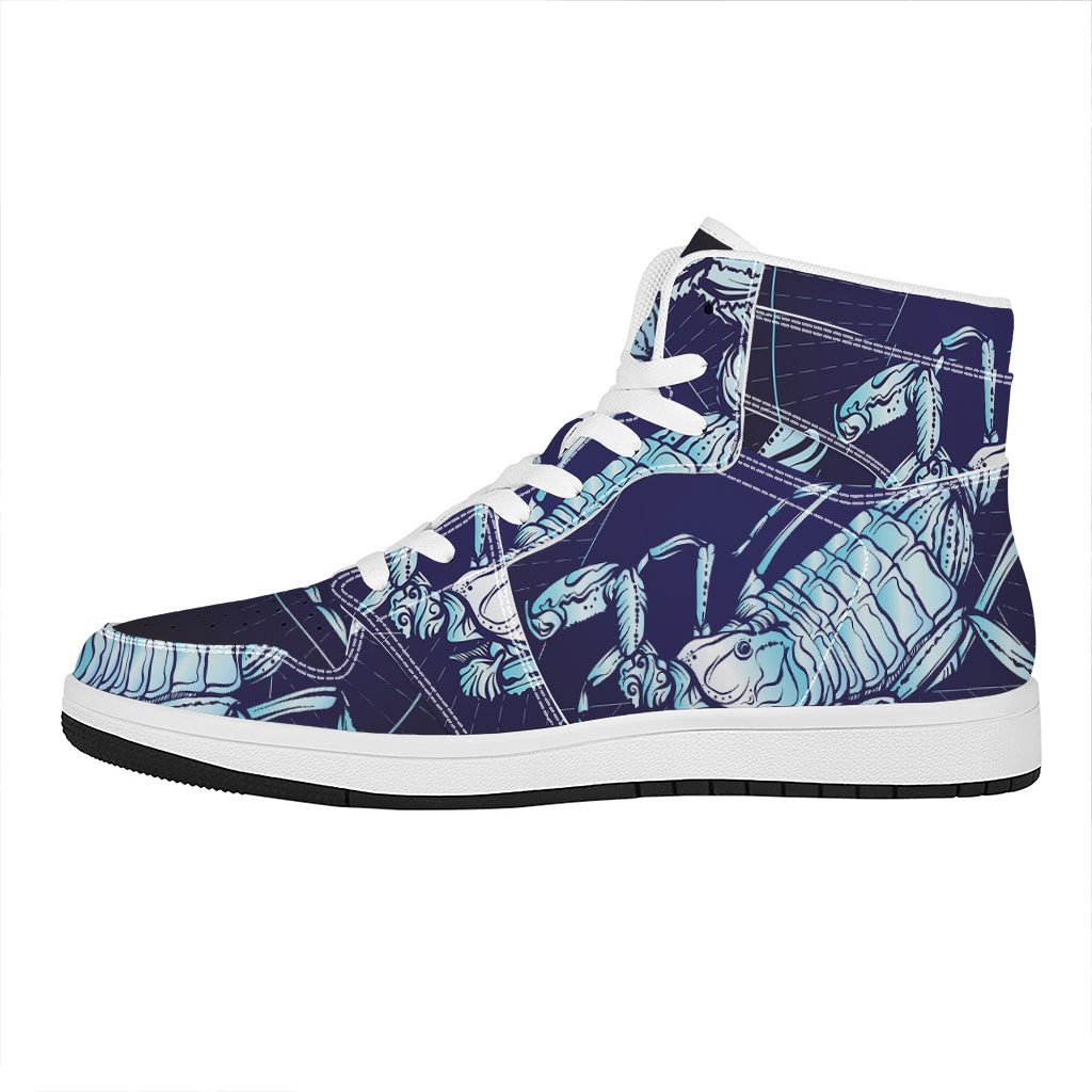 Astrological Scorpio Sign Print High Top Leather Sneakers
