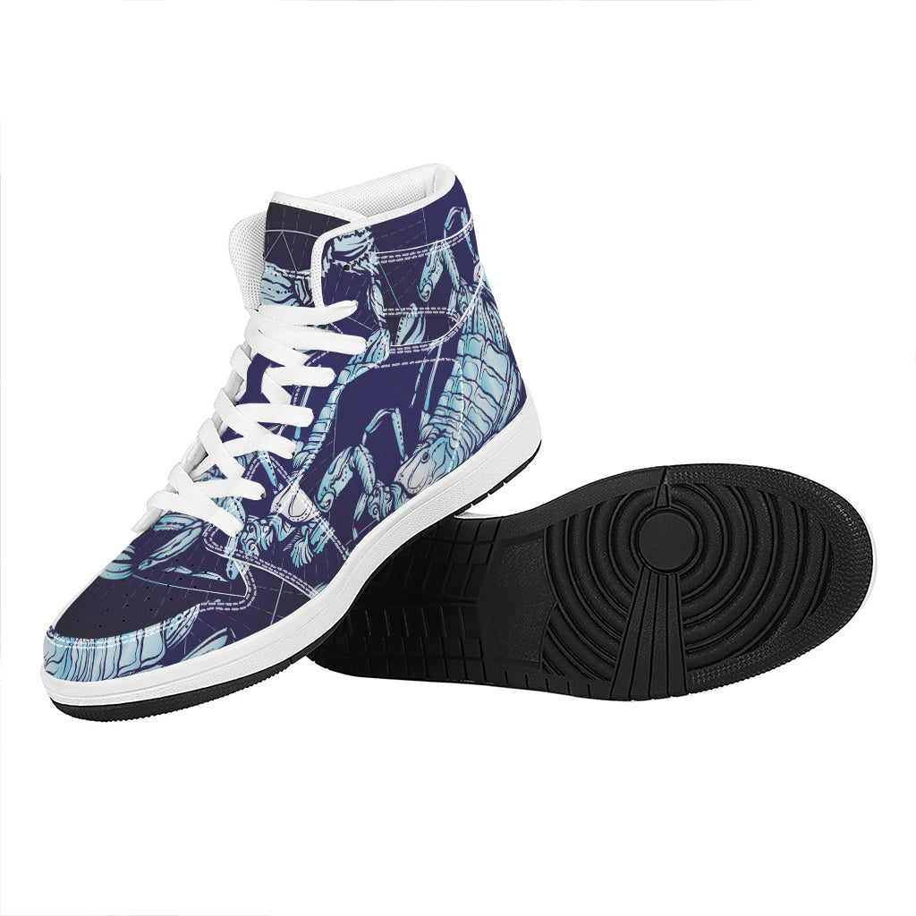 Astrological Scorpio Sign Print High Top Leather Sneakers