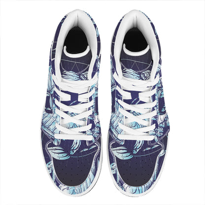 Astrological Scorpio Sign Print High Top Leather Sneakers