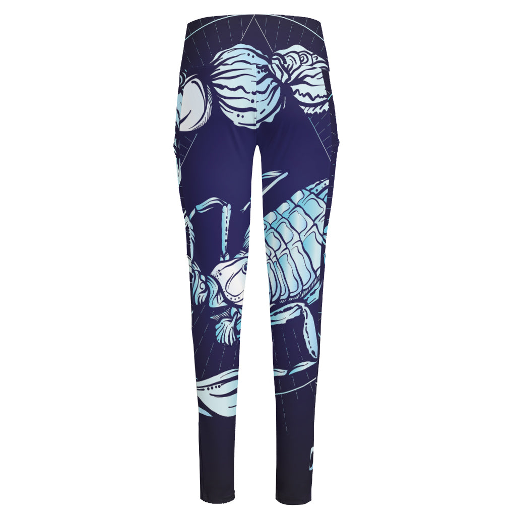 Astrological Scorpio Sign Print High-Waisted Pocket Leggings